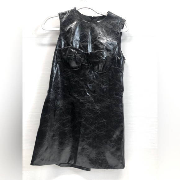 Aknvas faux leather mini dress, black, NWOT